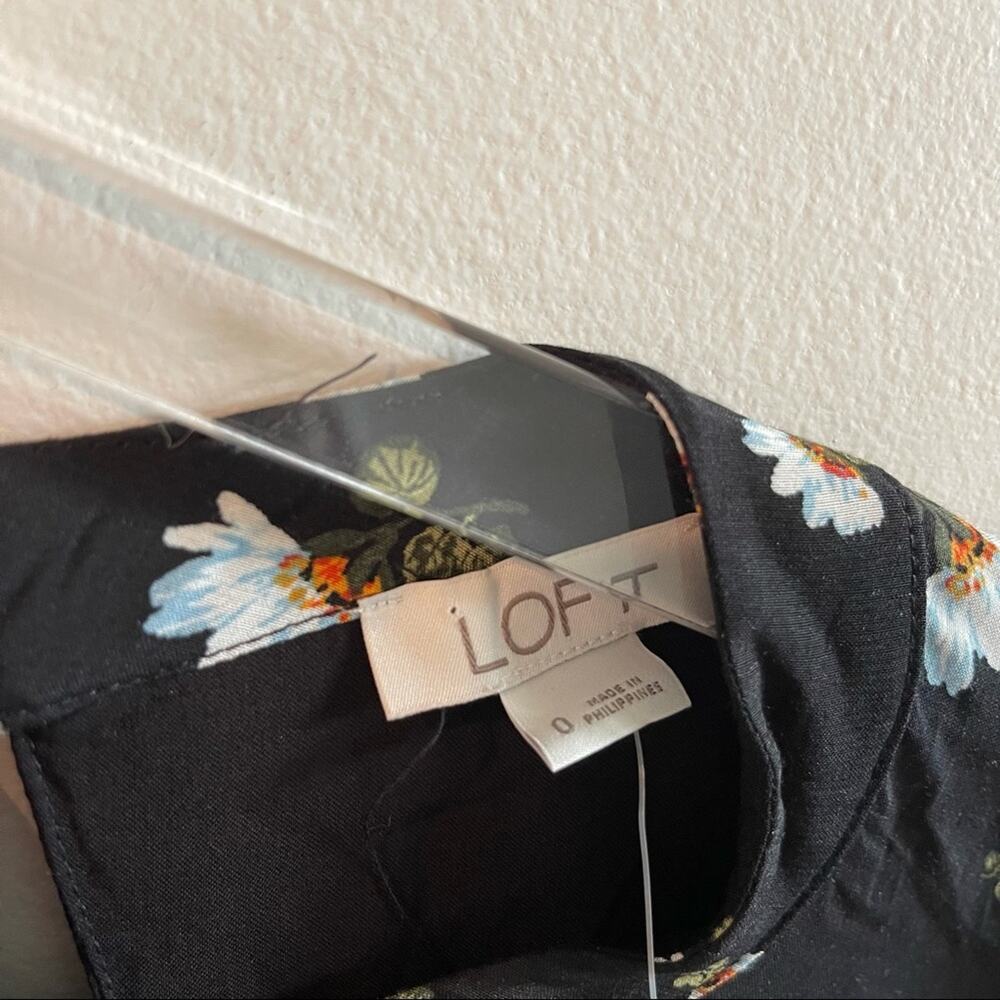 LOFT ANN TAYLOR Jumpsuit Size 0 NWT Romper Floral Tie Back Black Summer Wedding - Picture 9 of 14